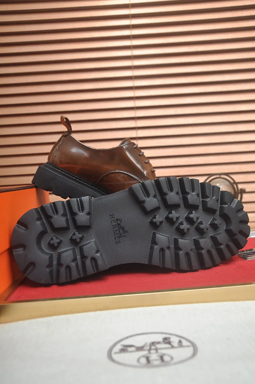 Men's men's shoes 💰720💶【[Hermes HERMES】】(High-end Niuli) New 🍀 HERMES - top version of classic casual leather shoes! Made of imported original cowhide, the inner top layer is comfortable cowhide lining! Original wear-resistant rubber foam outsole! High quality products! Code number 38-45 (45 customized)